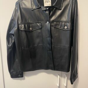 Zara Women's Sleek Black Leather Jacket